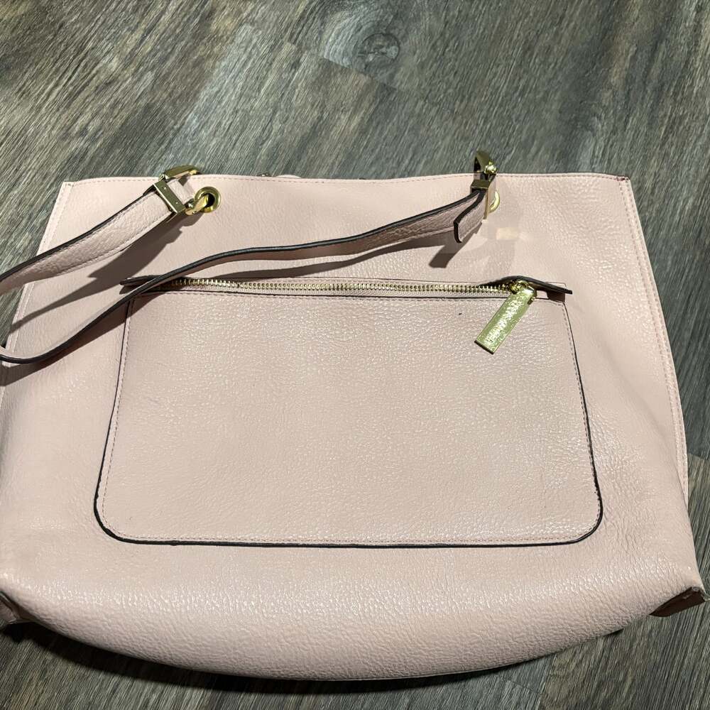 Steve Madden Shoulder Bag Zip Pouch Purse Set Light Pink Pebble